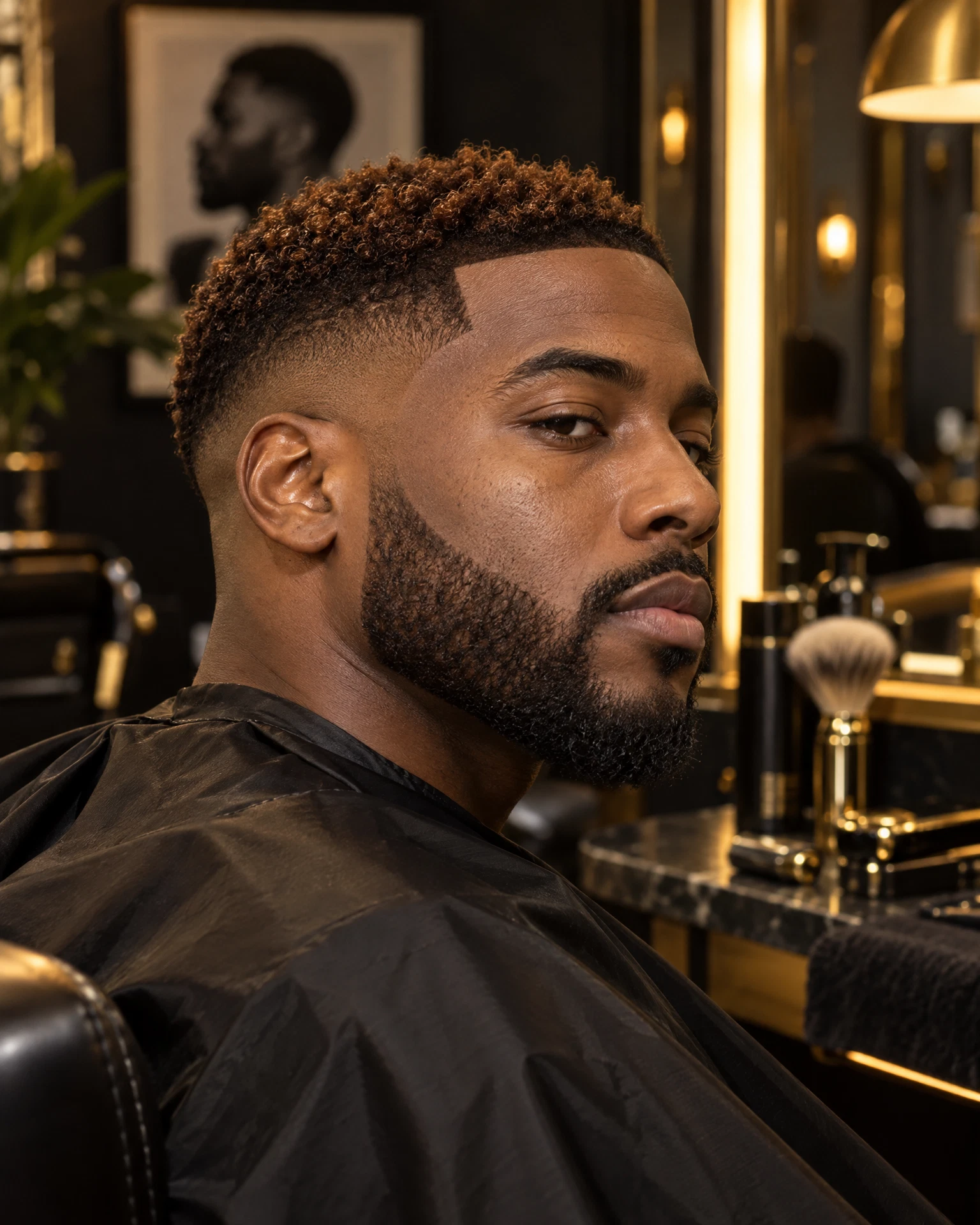 Fresh haircut with a warm hair-dye finish and beard grooming